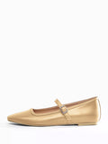 gold square toe buckle ballet flats — view 10