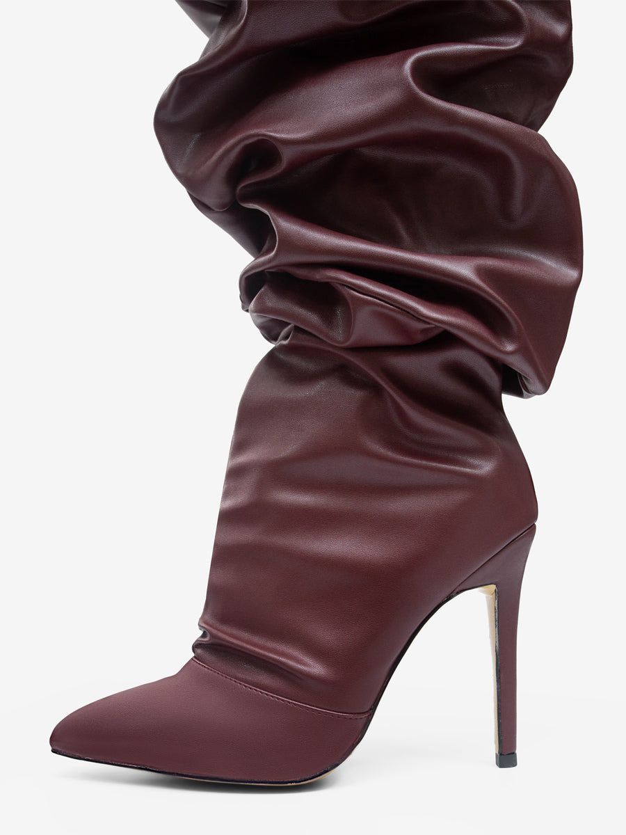 apricot over the knee pleated boots — view 11