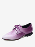 Purple Pointed-Toe Lace-Up Loafers — view 3