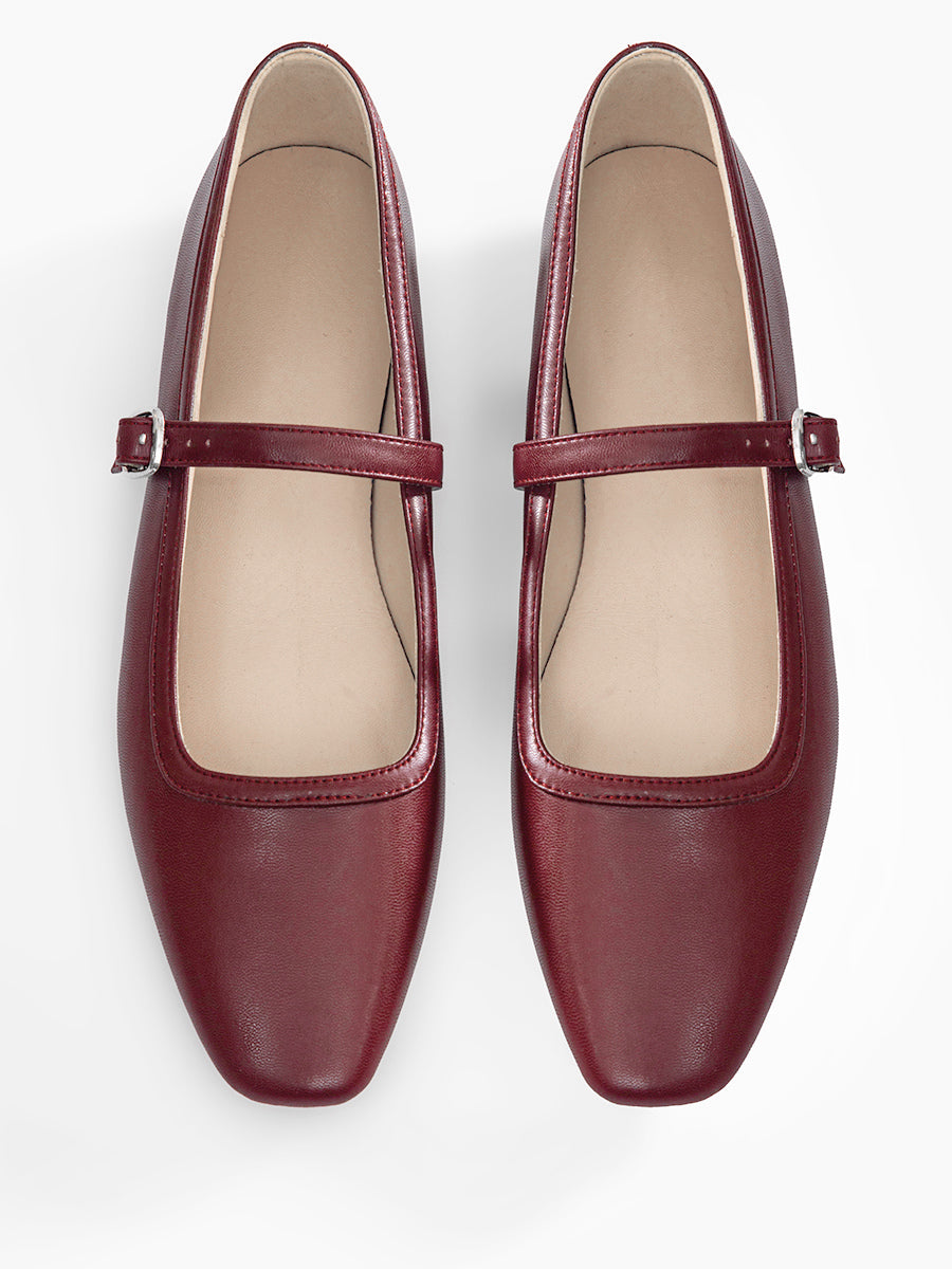 gold square toe buckle ballet flats — view 3