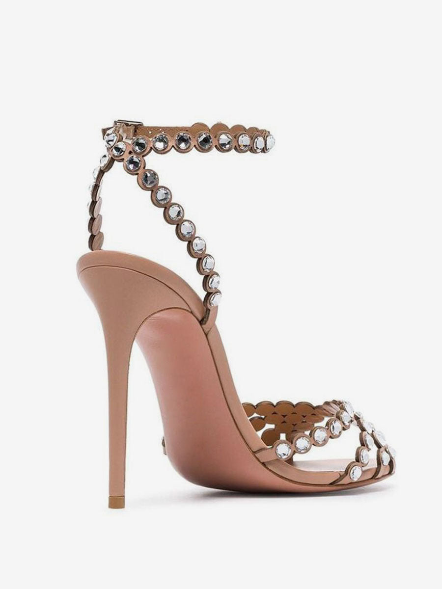 Transparent Open-Toe Ankle-Strap Stiletto Sandals — view 7