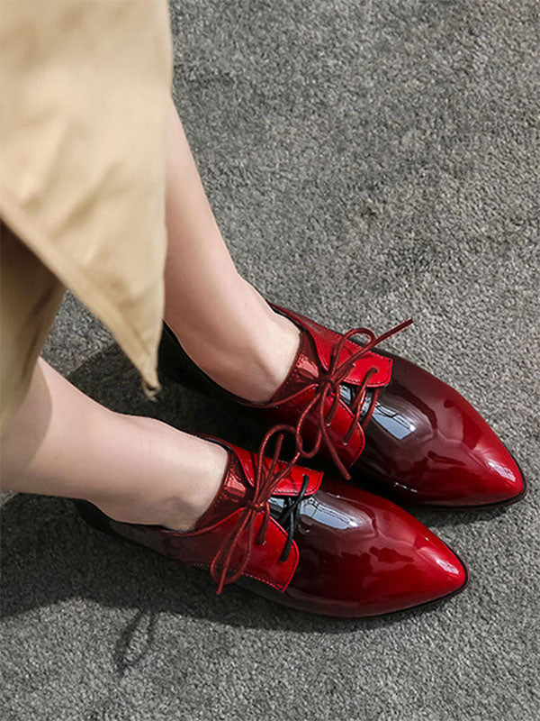 Purple Pointed-Toe Lace-Up Loafers — view 7