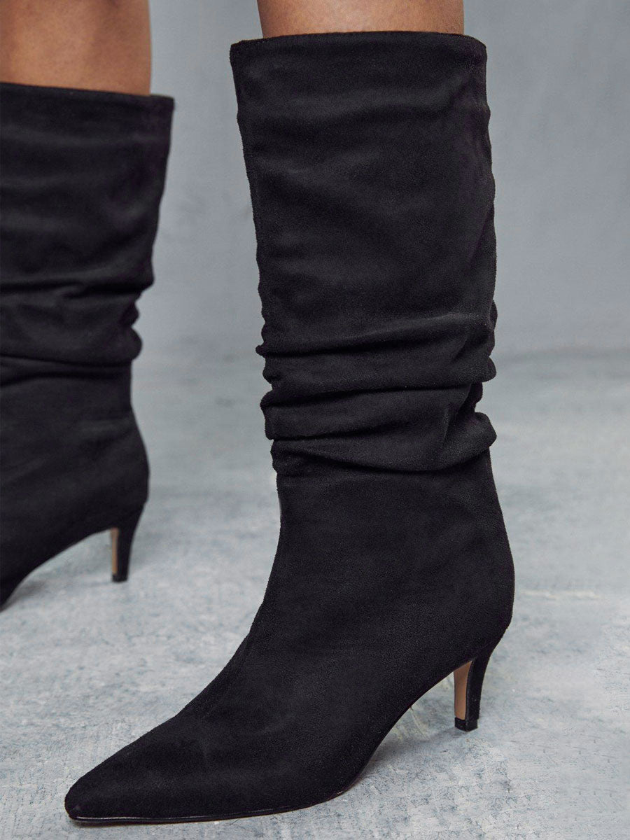 Apricot Kitten Heel Mid-Calf Boots — view 9