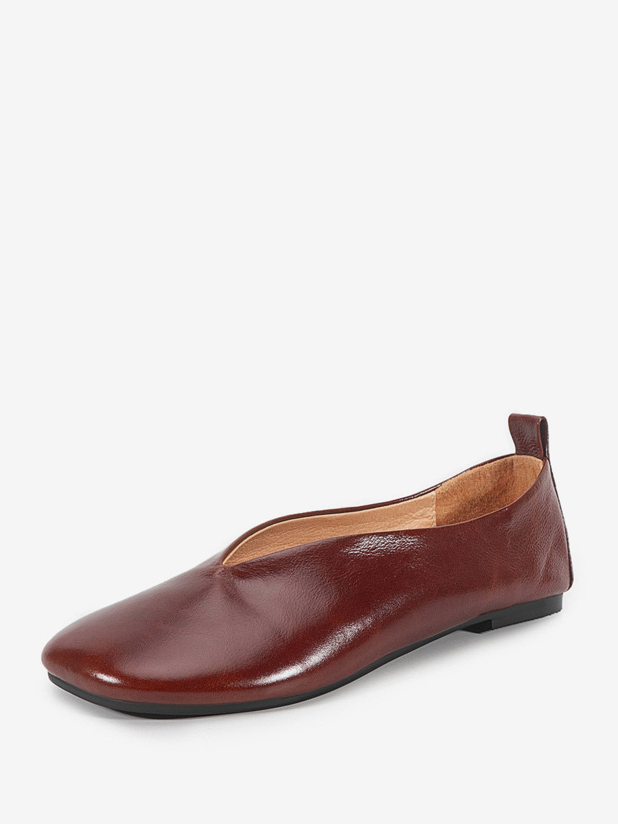 brown square toe slip on ballet flats — view 5