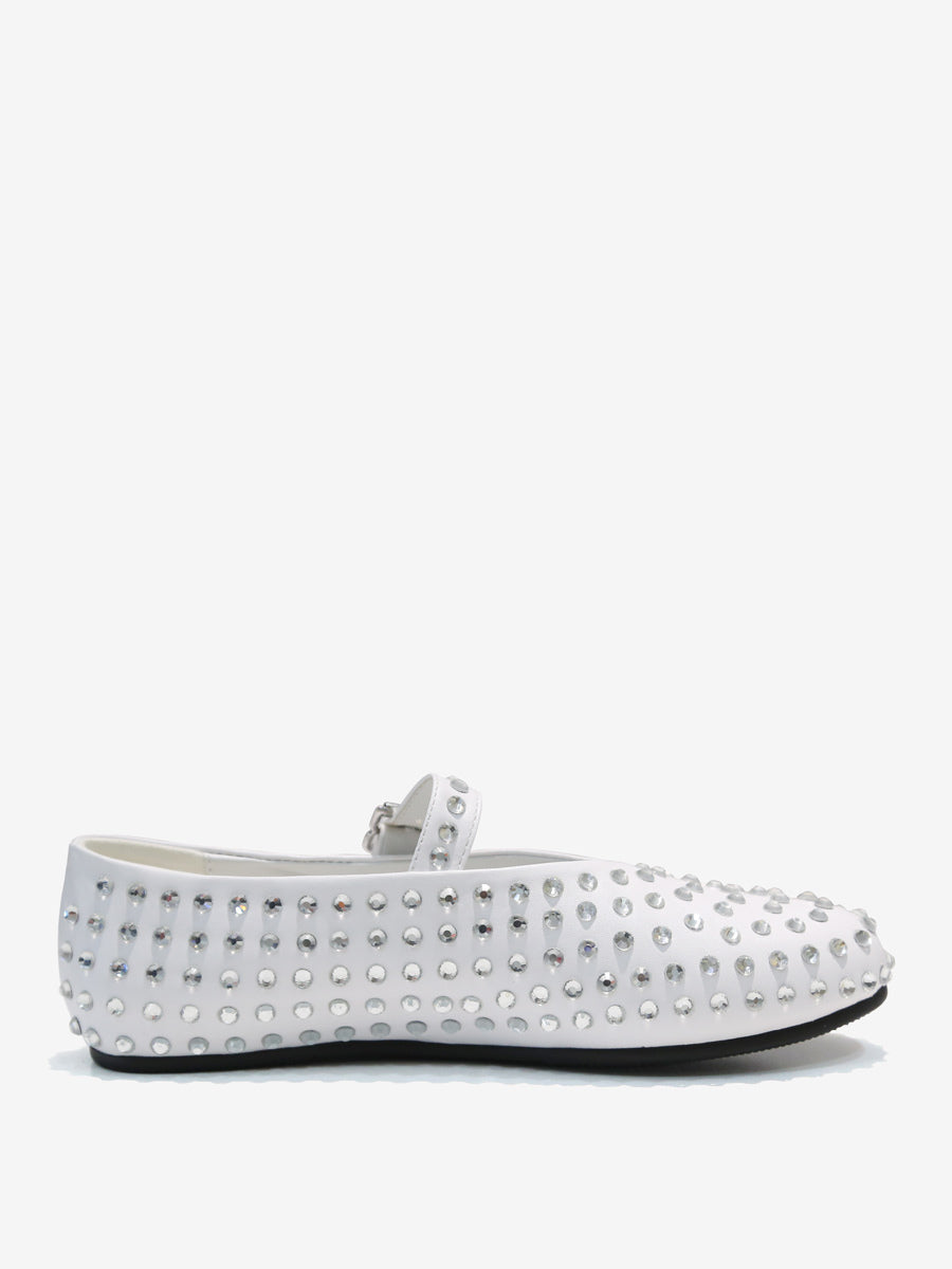 red round toe embellished ballet flats — view 8