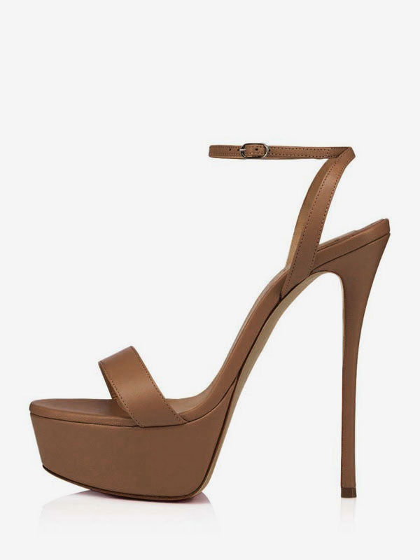 Nude Ankle-Strap Platform Stiletto Sandals — view 2