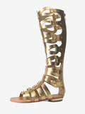 gold open toe knee high gladiator sandals — view 2