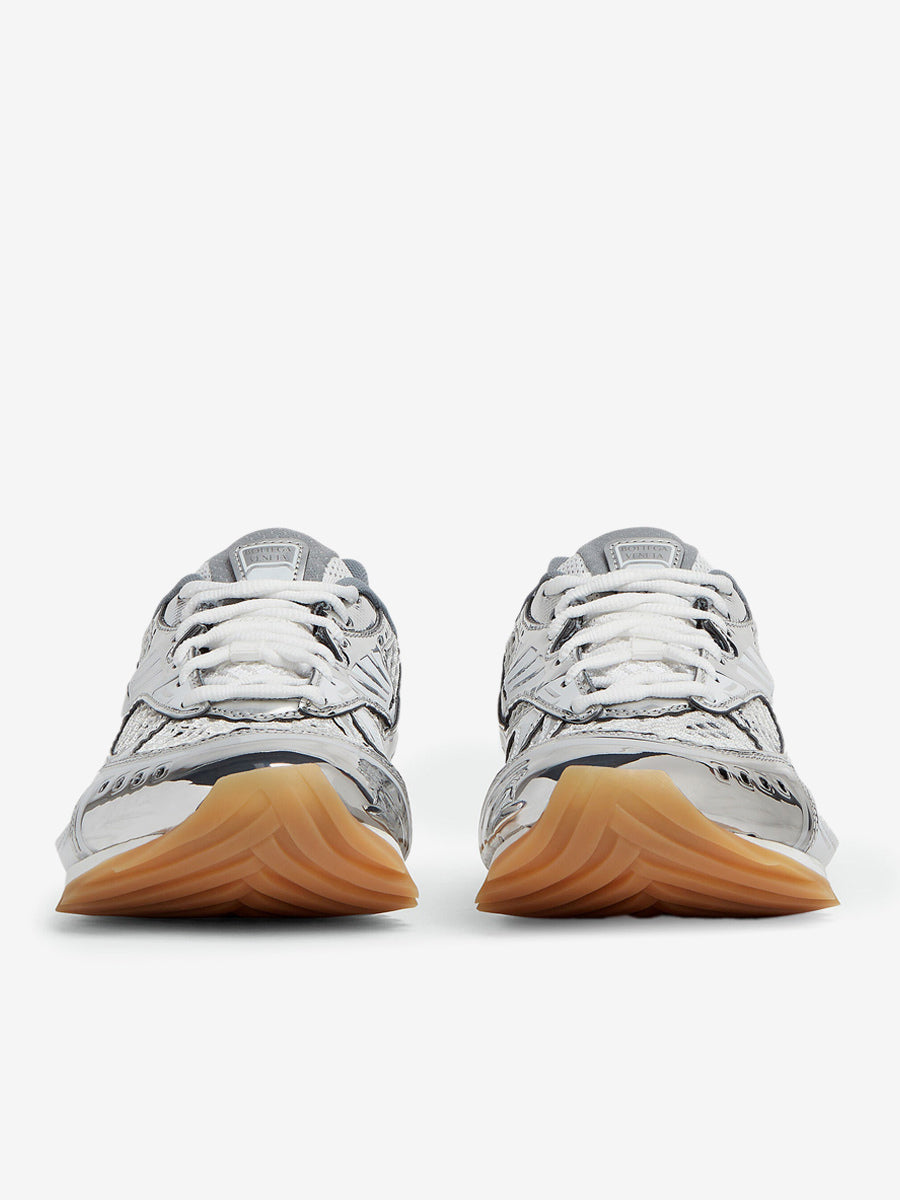 green round toe lace up contrast panel trainers — view 7