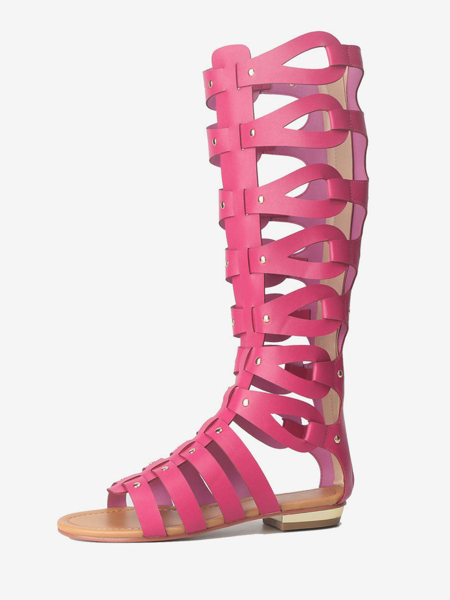 gold open toe knee high gladiator sandals — view 5