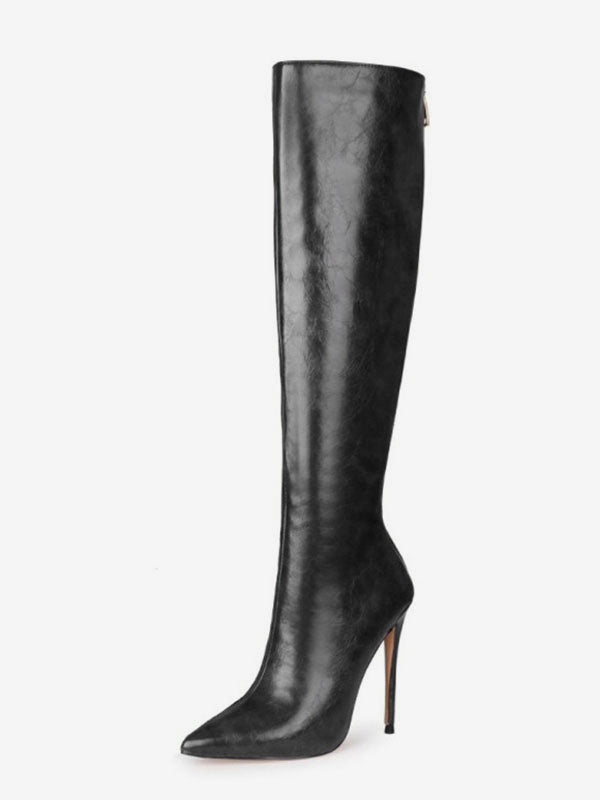 Pewter Pointed-Toe Stiletto Knee-High Boots — view 5