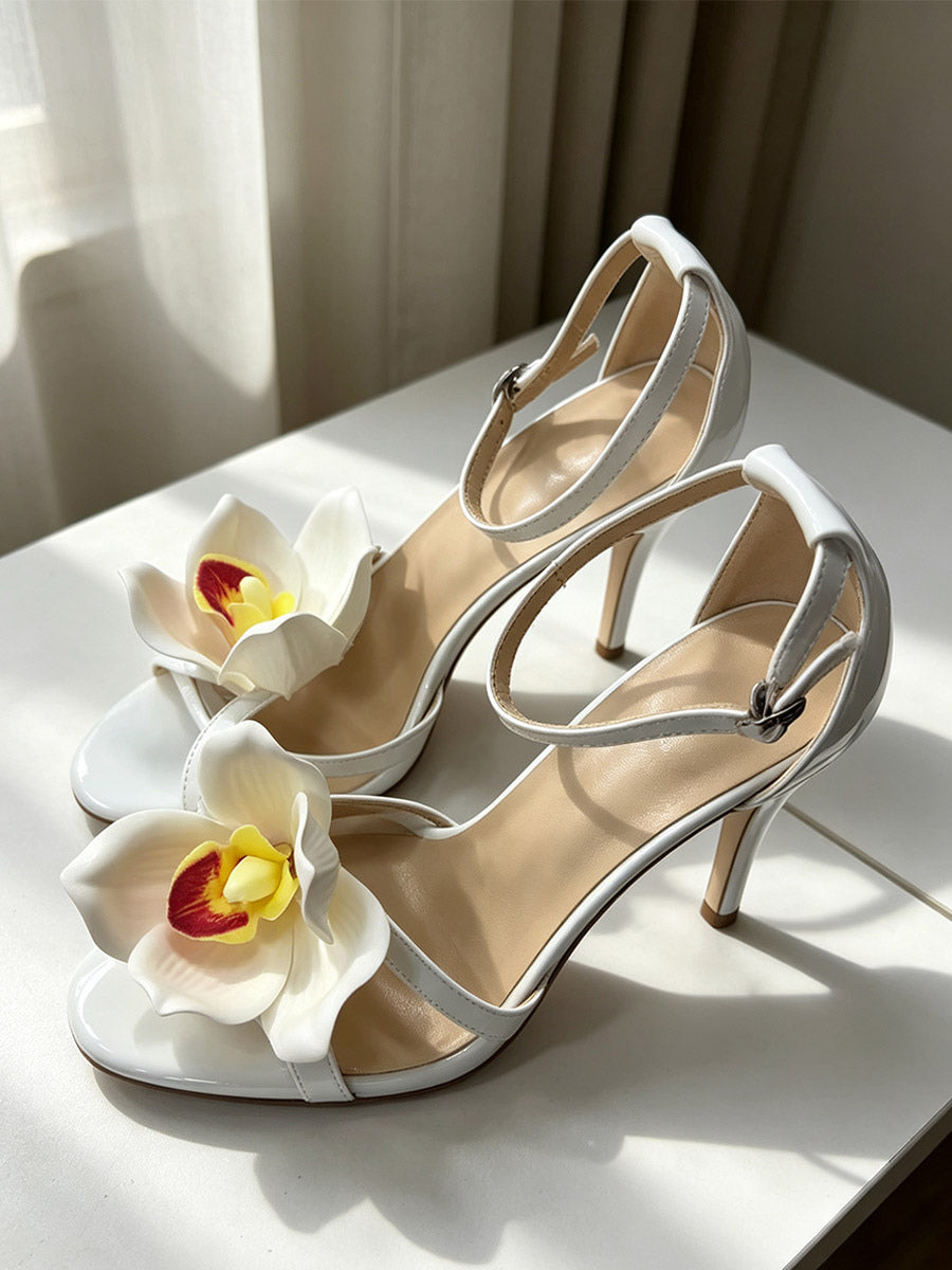 Green Open-Toe Satin Heels — view 10