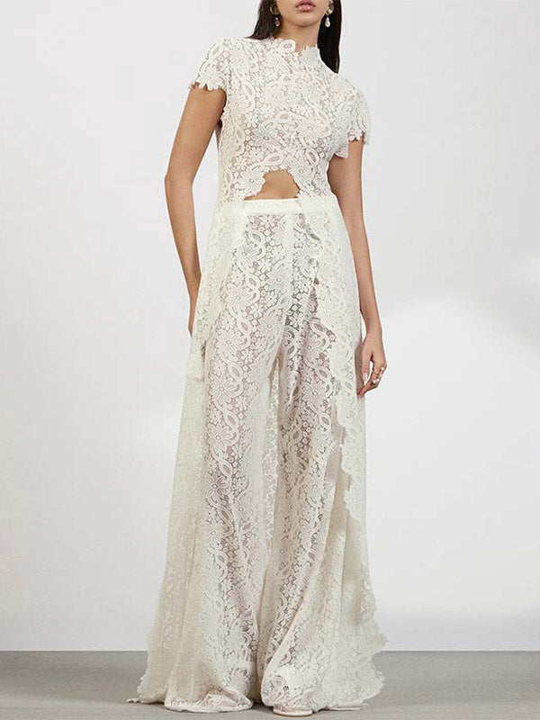White Short-Sleeve Maxi Dress — view 4