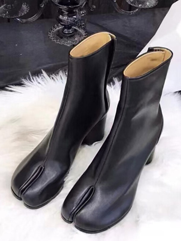 yellow square toe block heel ankle boots — view 1
