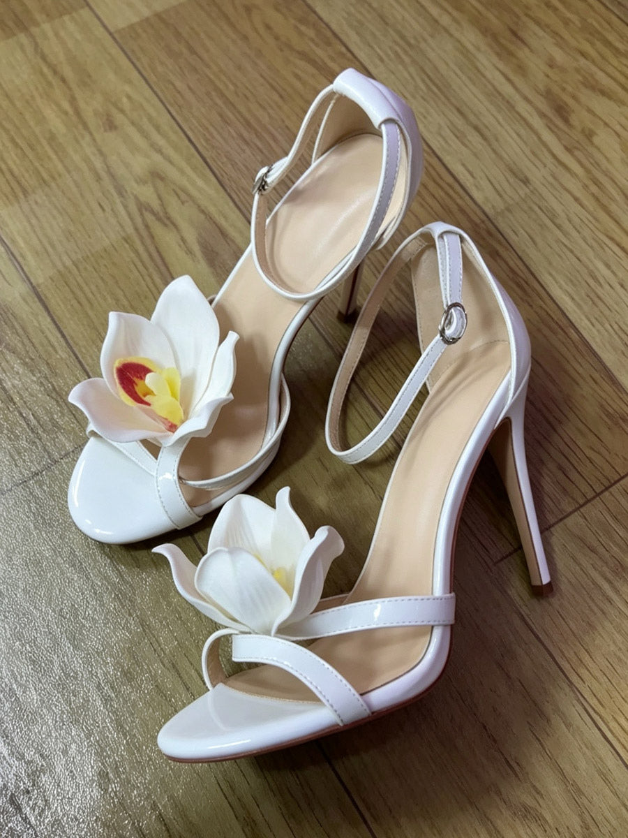 Green Open-Toe Satin Heels — view 8