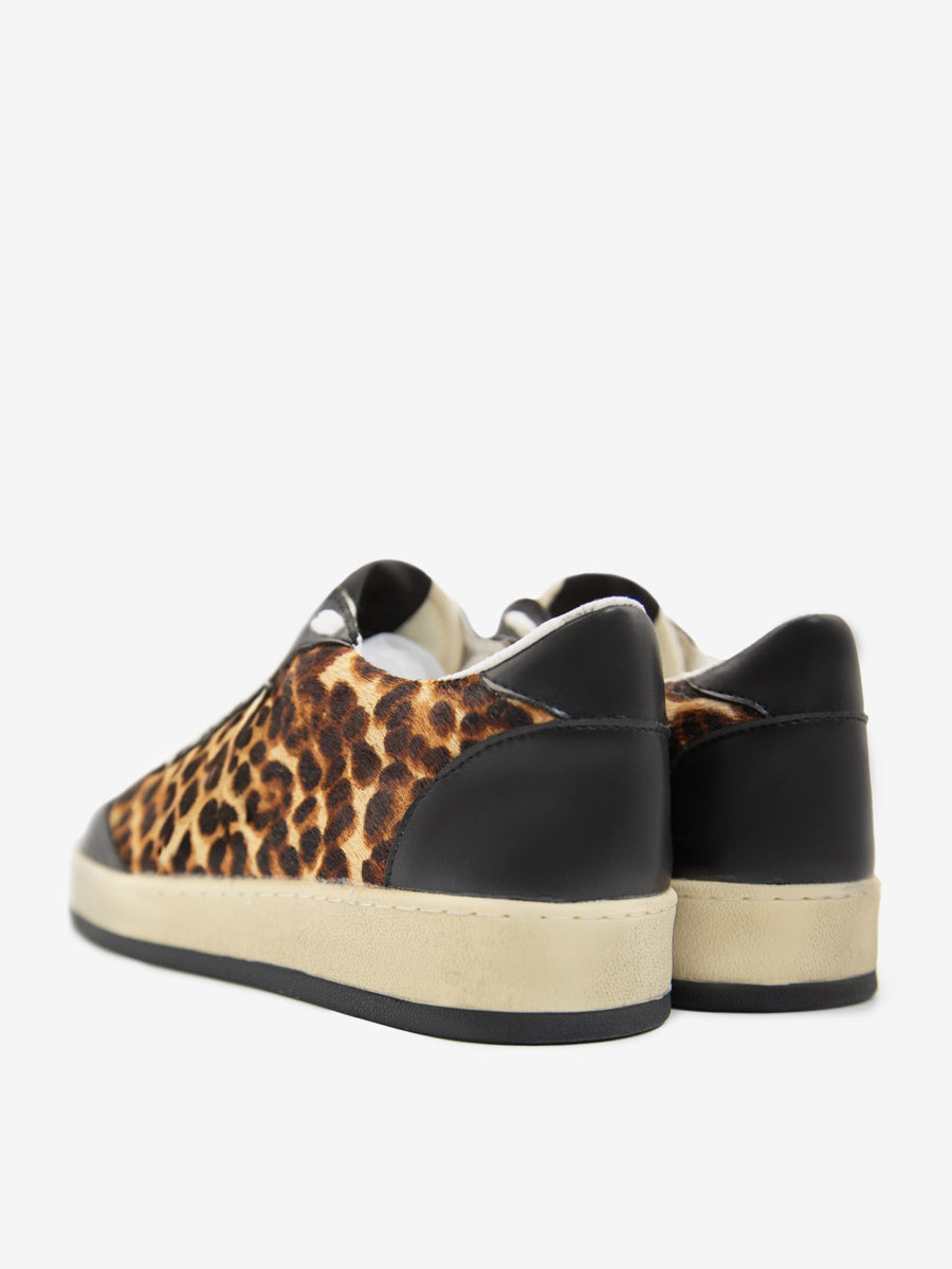 khaki lace up leopard print trainers — view 5