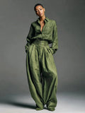 Hunter Green High-Waisted Wide-Leg Two-Piece Set — view 1
