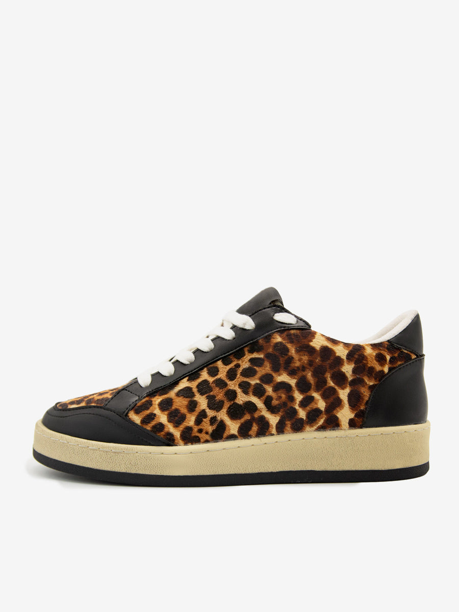 Khaki Lace-Up Leopard Print Trainers — view 1
