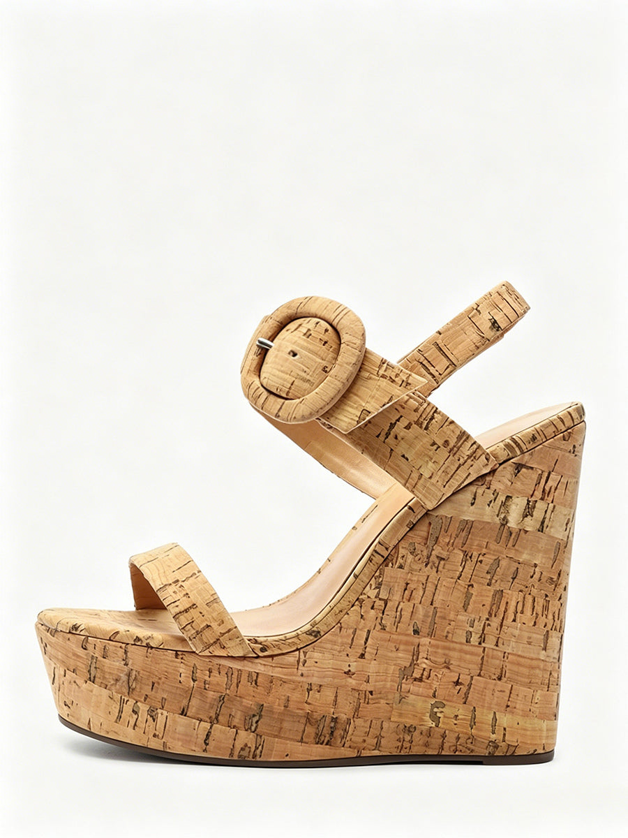 purple open toe platform buckle wedge sandals — view 6