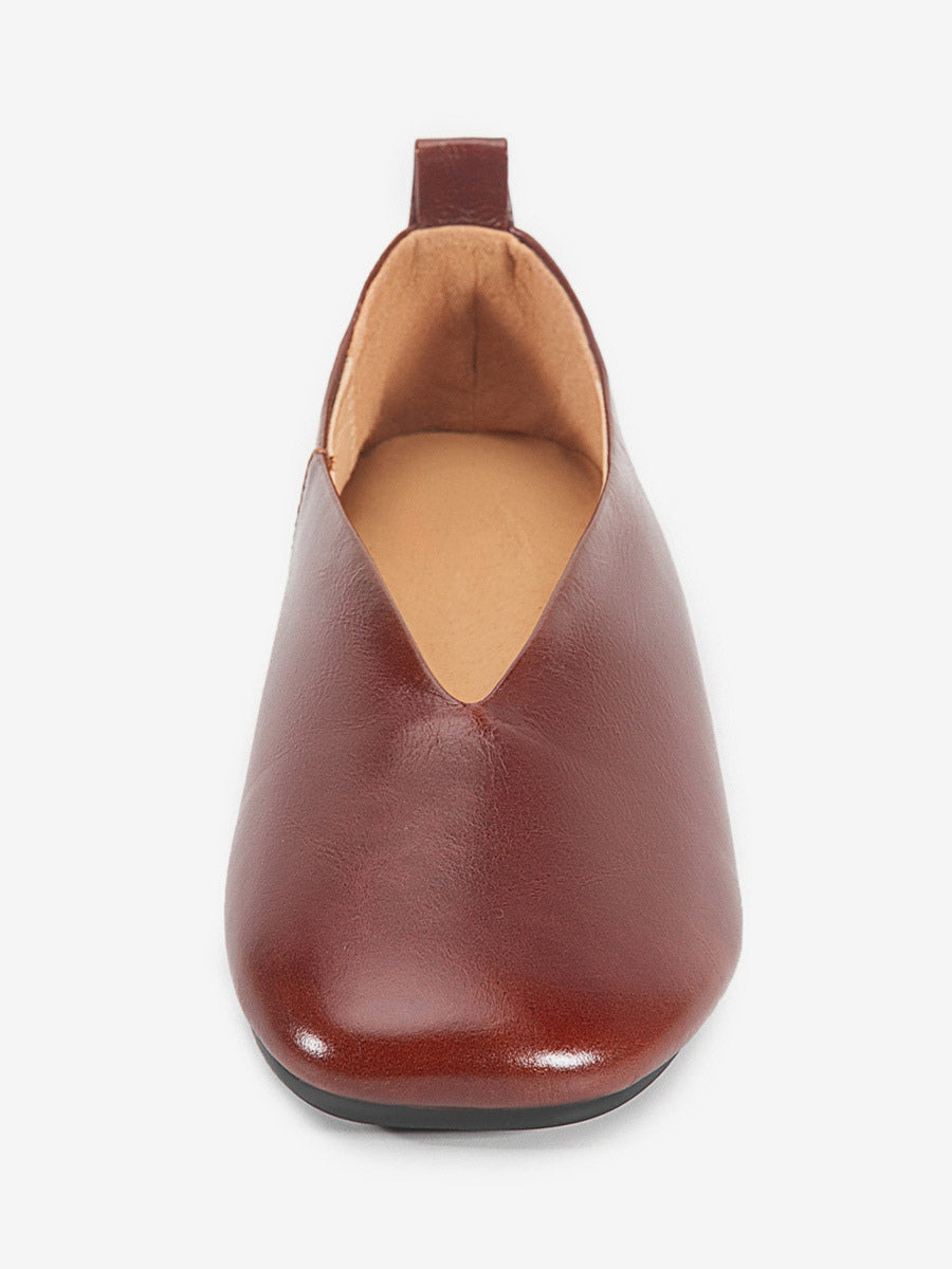 brown square toe slip on ballet flats — view 4