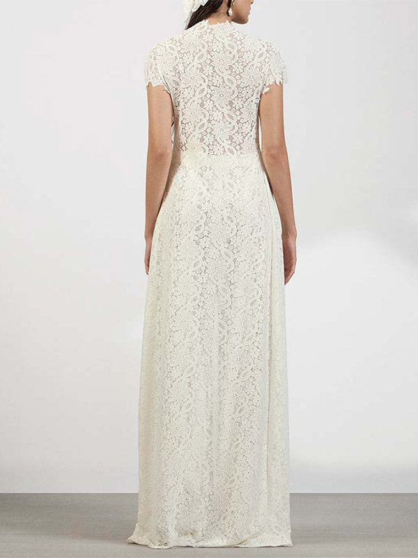 White Short-Sleeve Maxi Dress — view 5