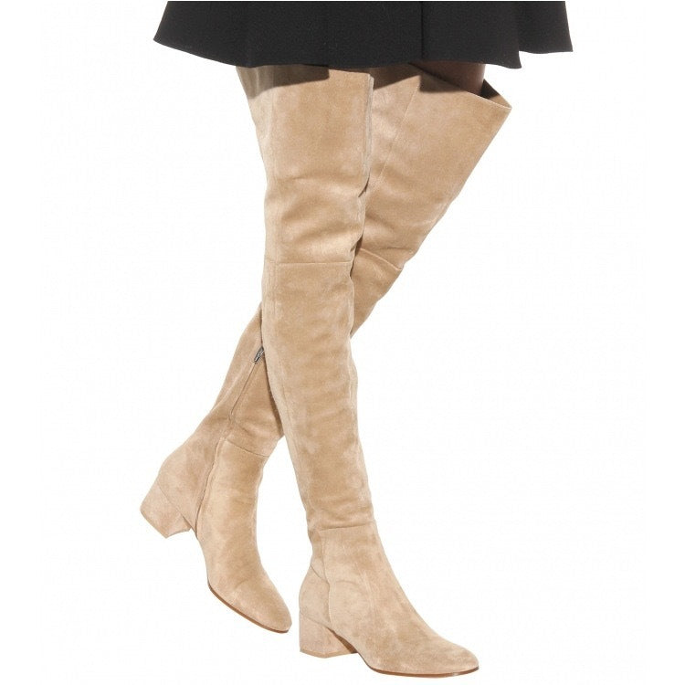 apricot block heel suede effect over the knee boots — view 6