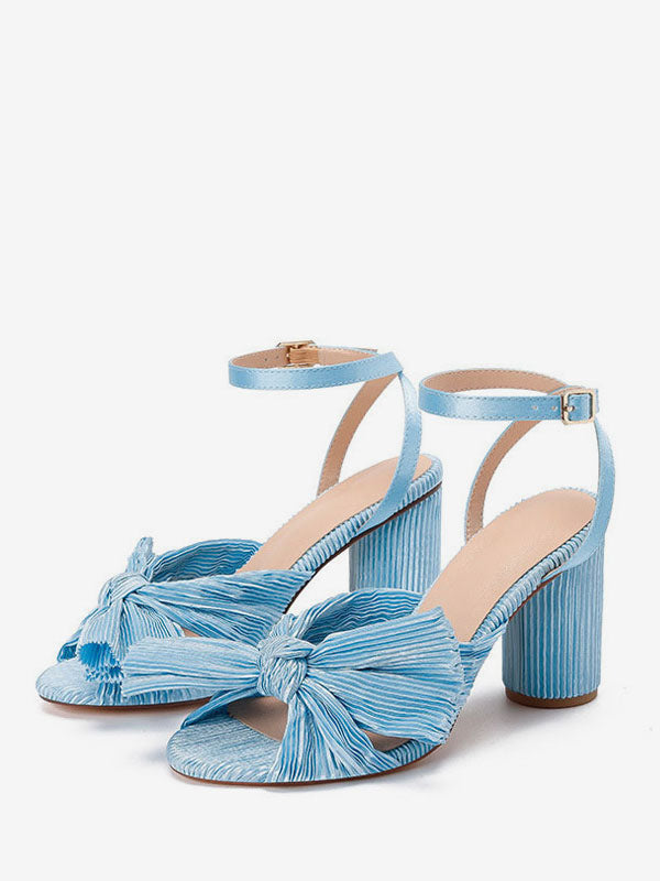 Gold Block Heel Bow Detail Sandals — view 9