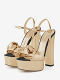 Gold Platform Block Heel Sandals — view 1