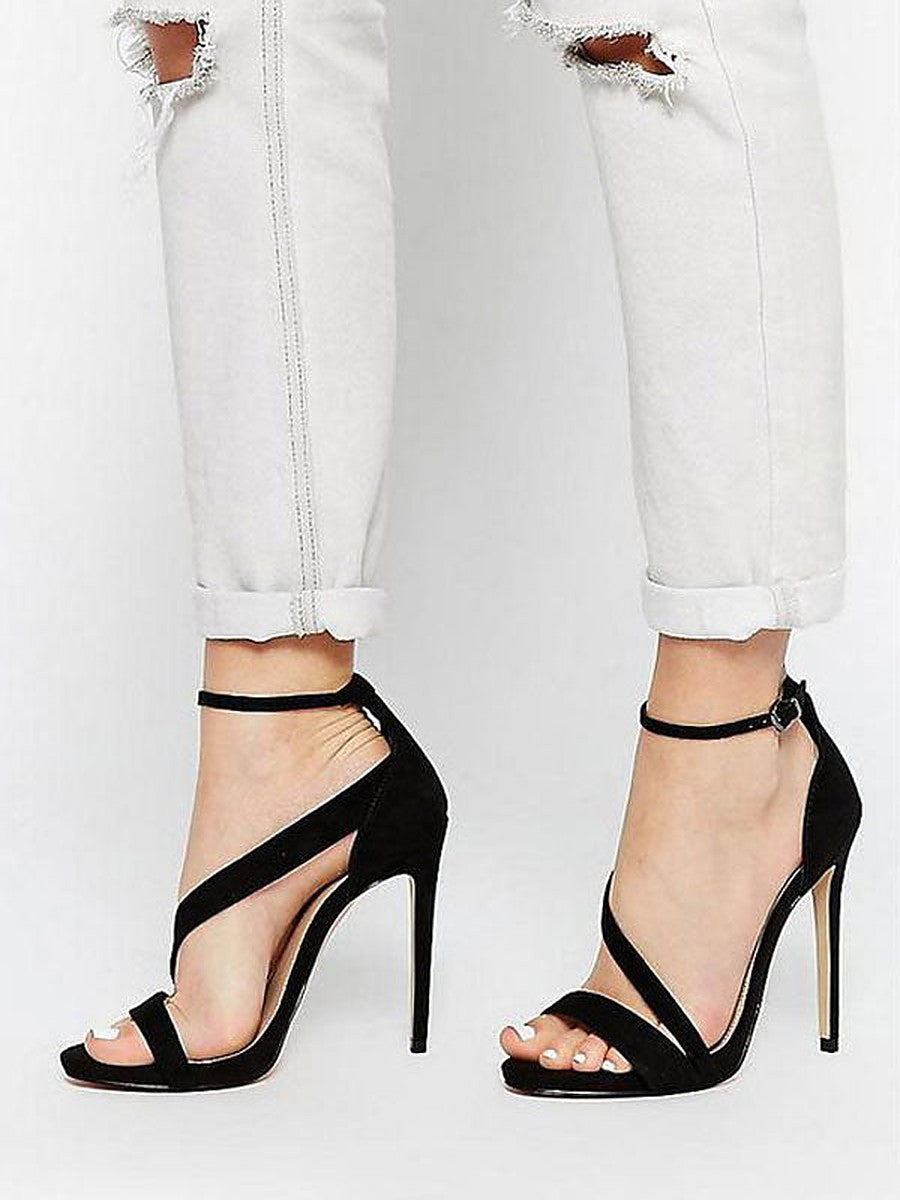 Black Open-Toe Strappy Sandals — view 1