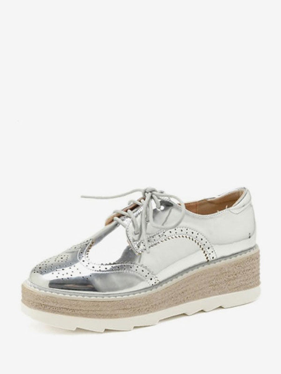 Apricot Round-Toe Platform Lace Loafers — view 1