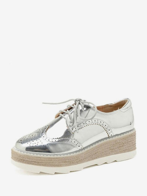 Apricot Round-Toe Platform Lace Loafers — view 1