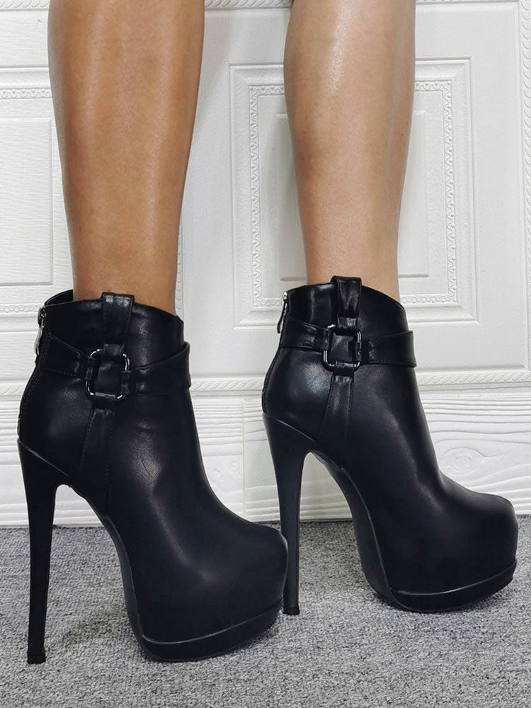 black platform ankle boots — view 4