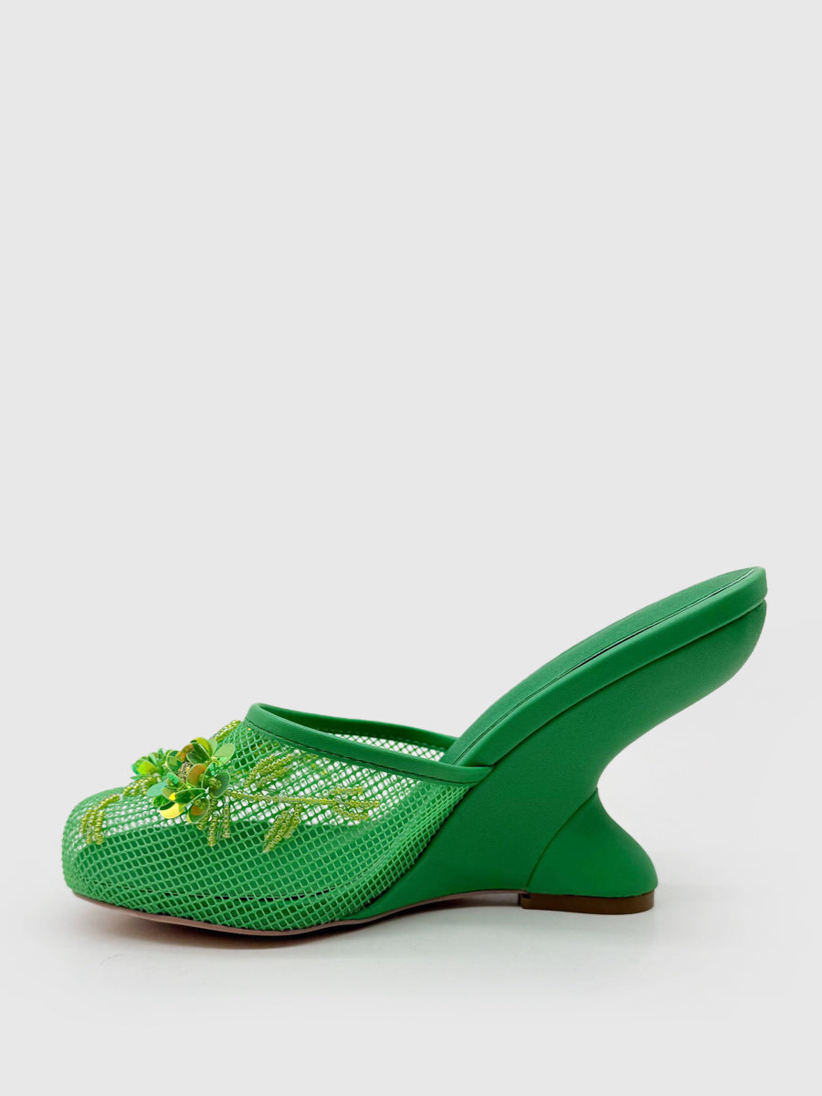 Purple Round-Toe Wedge Sheer Sandals — view 13