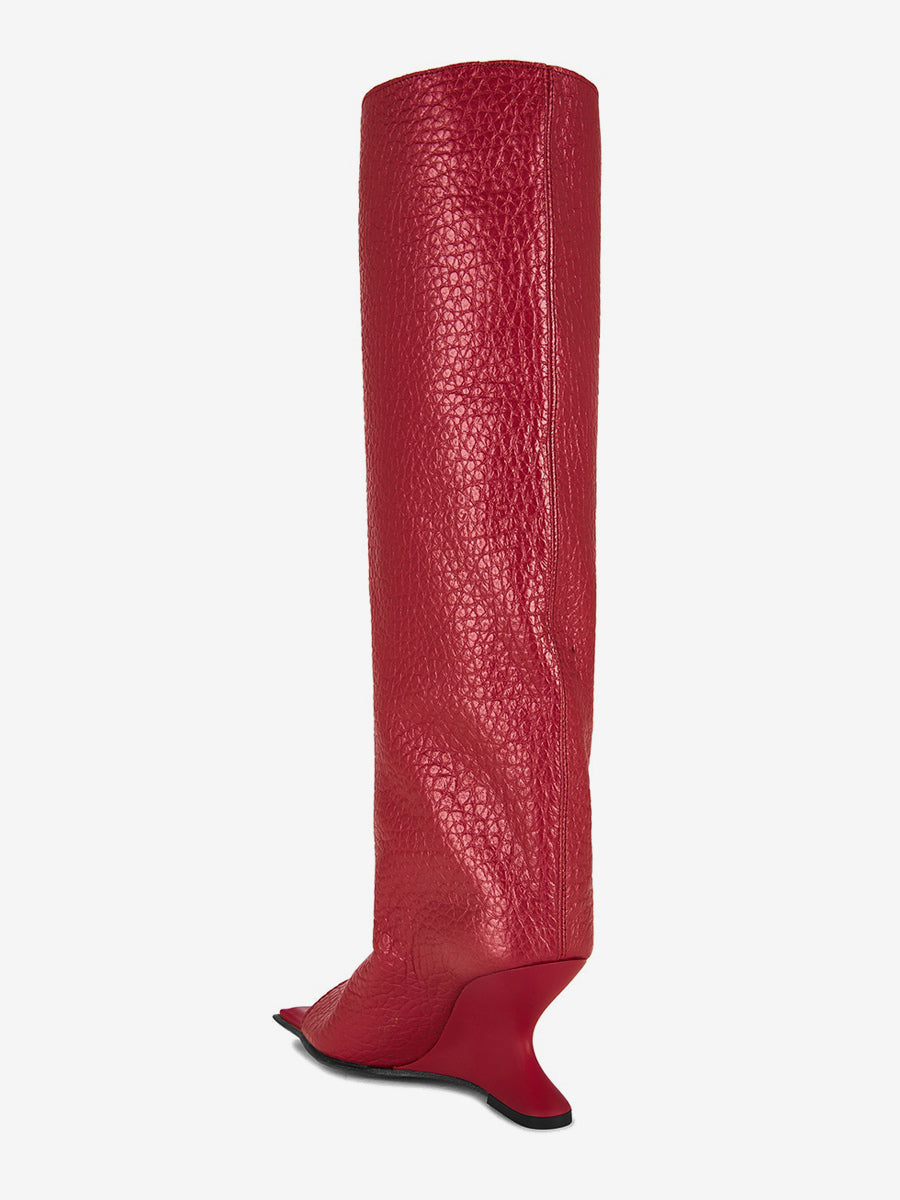red open toe knee high boots — view 5