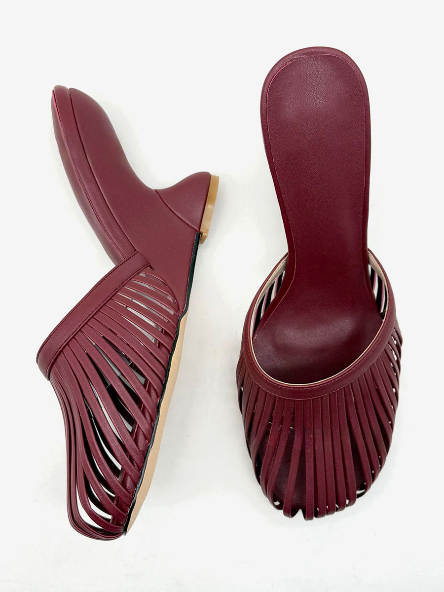 gold round toe cut out wedge sandals — view 3