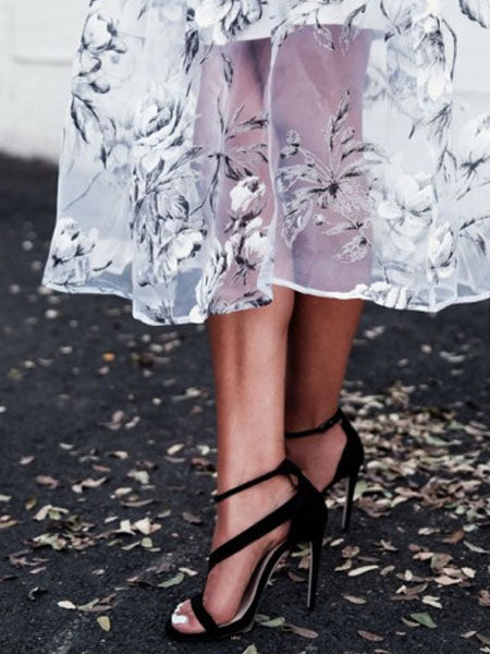 Black Open-Toe Strappy Sandals — view 4