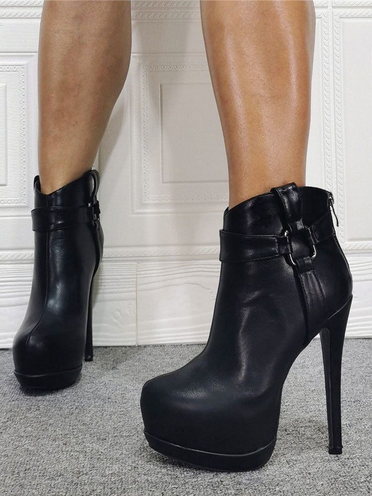 black platform ankle boots — view 3