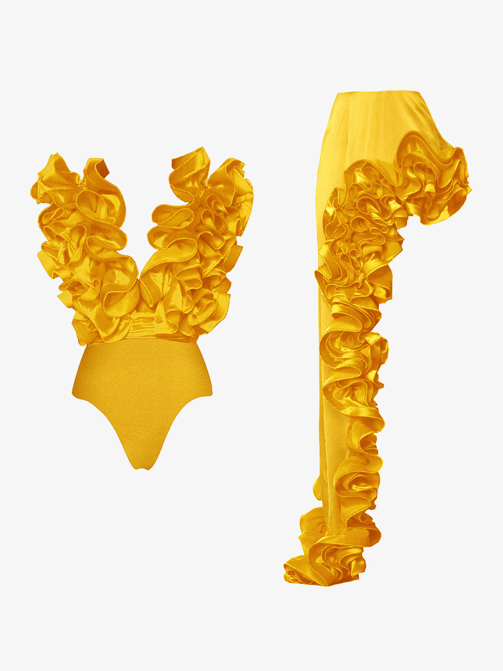 yellow sleeveless ruffle mini dress — view 9