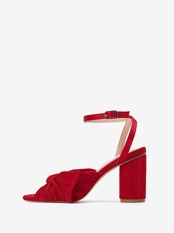 Gold Block Heel Bow Detail Sandals — view 5