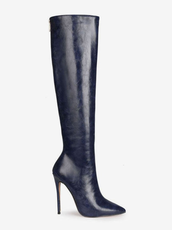 Pewter Pointed-Toe Stiletto Knee-High Boots — view 3