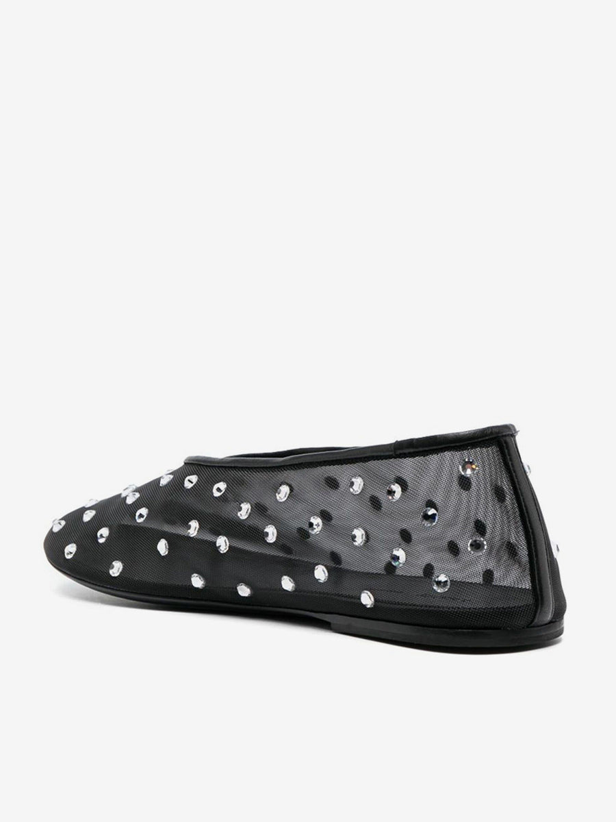apricot round toe embellished sheer ballet flats — view 8