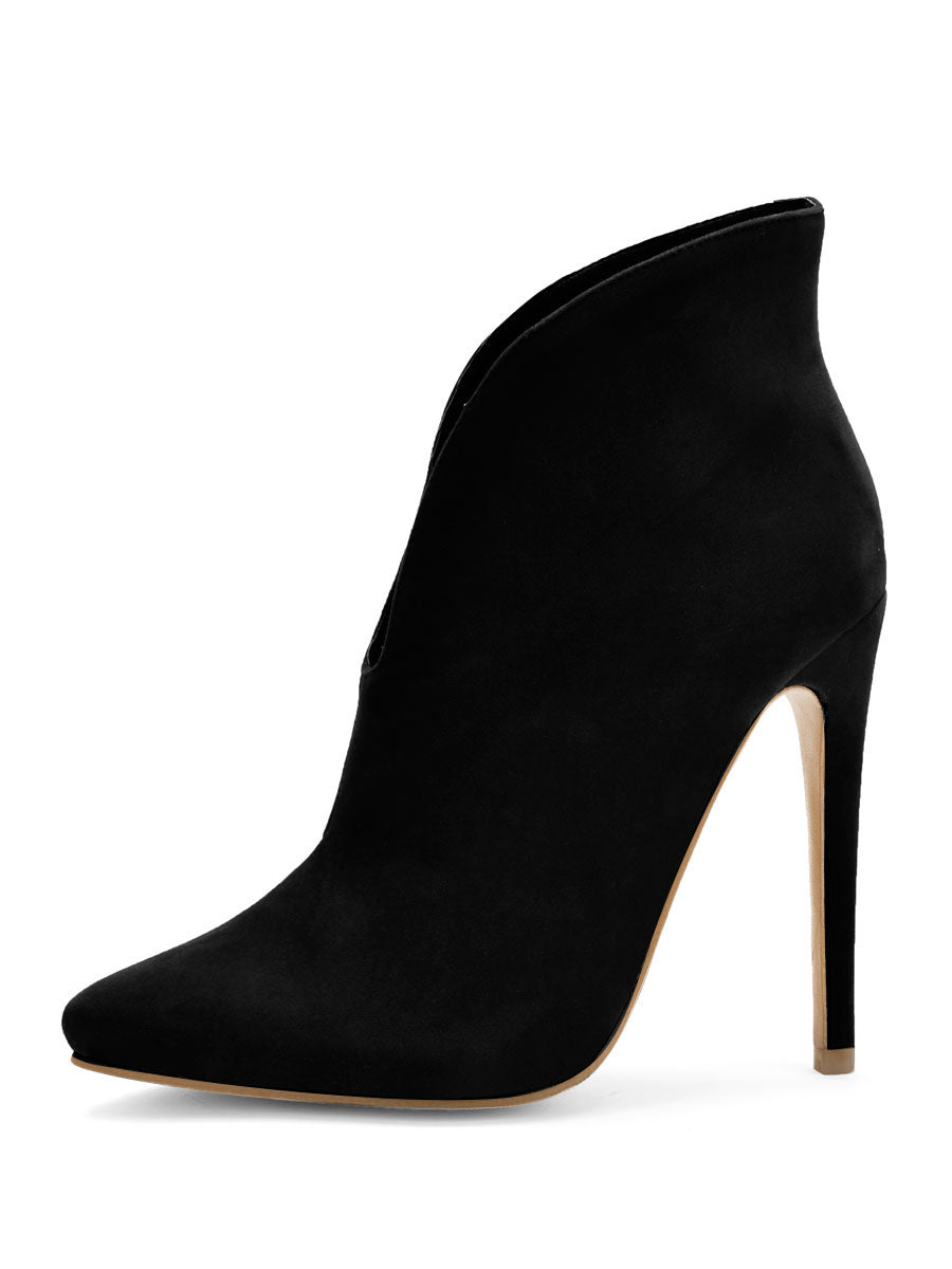 purple pointed toe suede effect ankle boots — view 6