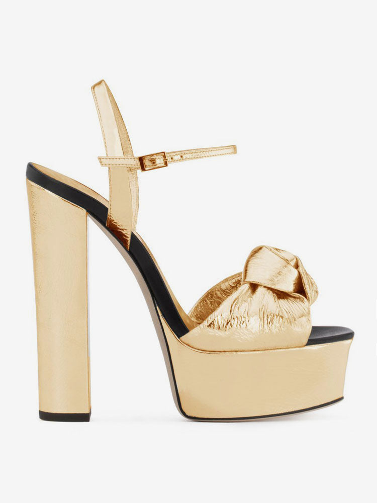 Gold Platform Block Heel Sandals — view 3