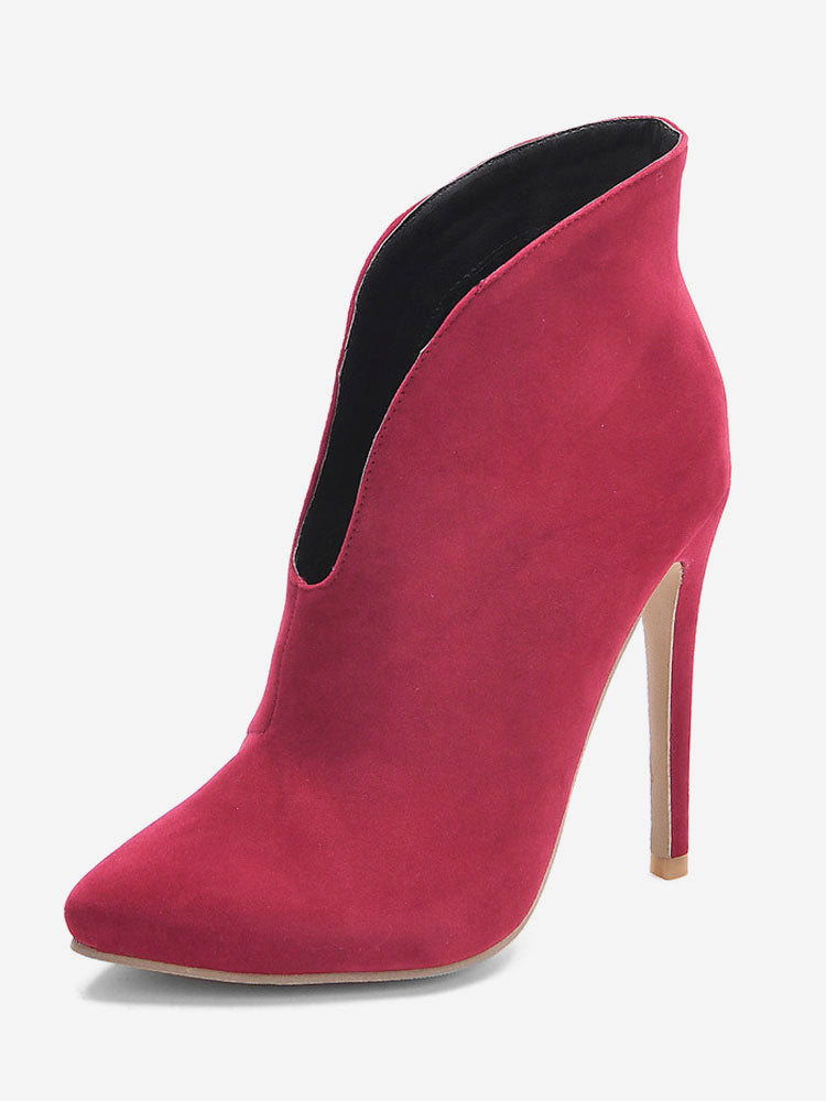 purple pointed toe suede effect ankle boots — view 9
