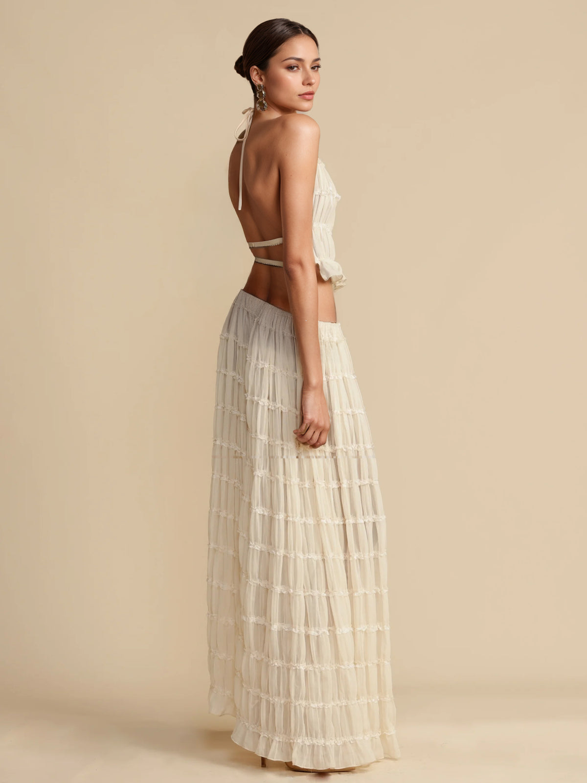 Apricot Halter-Neck Longline Two-Piece Set — view 7