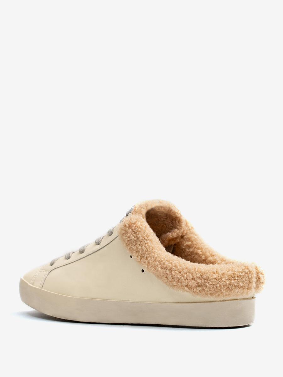White Round-Toe Lace-Up Shearling-Lined Trainers — view 4