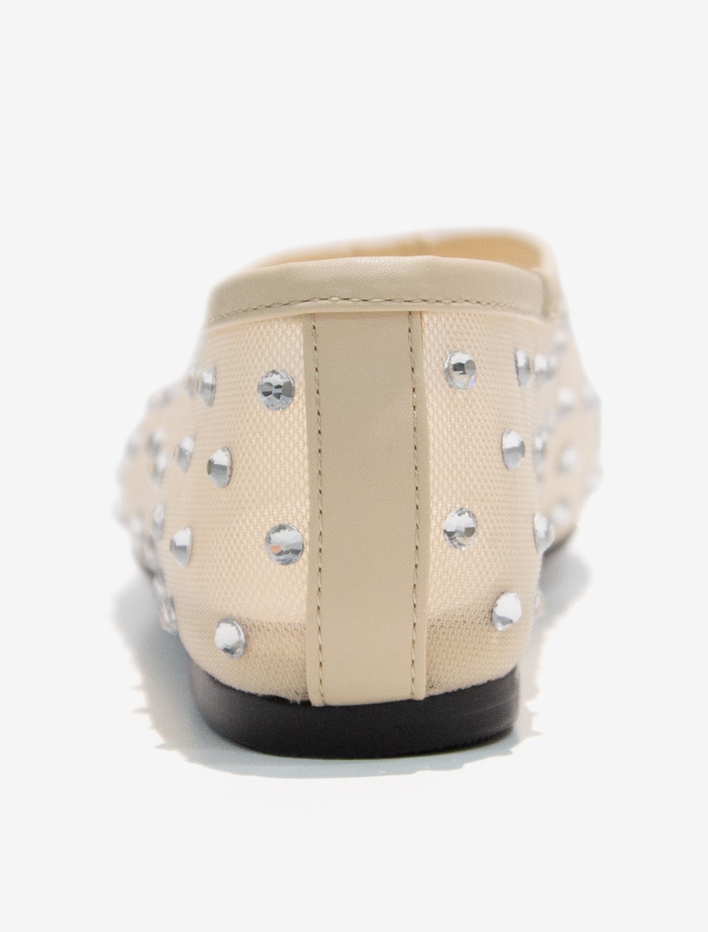 apricot round toe embellished sheer ballet flats — view 4