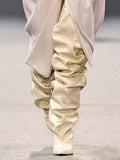 beige wedge over the knee boots — view 6