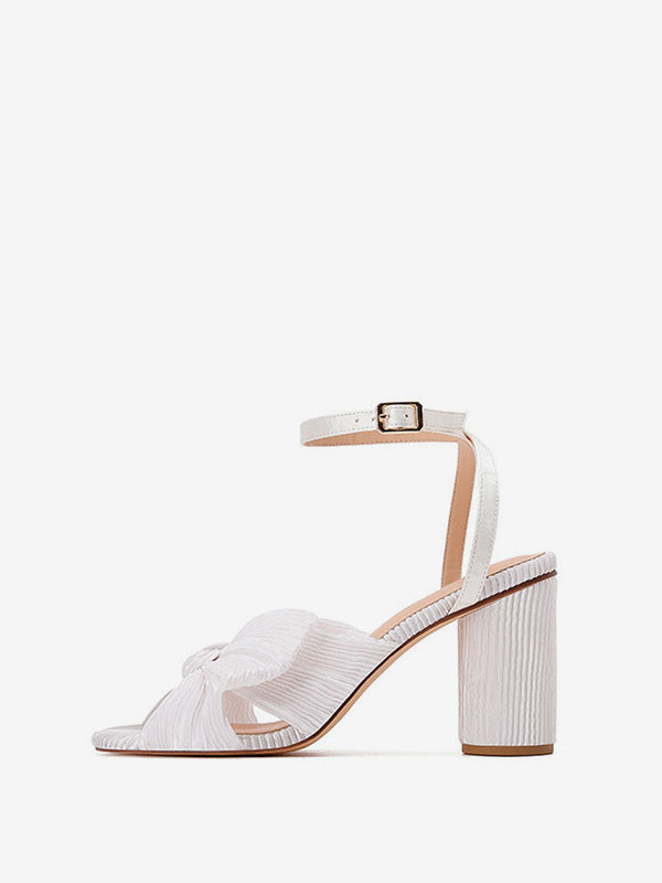 Gold Block Heel Bow Detail Sandals — view 3