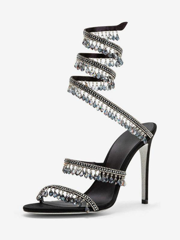 Apricot Open-Toe Lace-Up Embellished Sandals — view 3