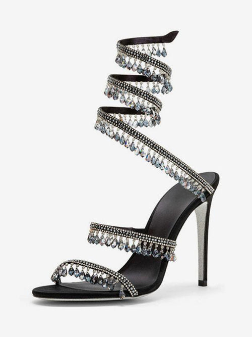 Apricot Open-Toe Lace-Up Embellished Sandals — view 3